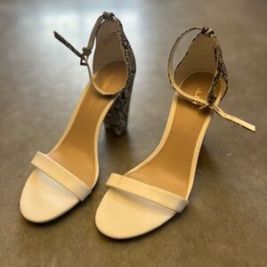 Aldo Snakeskin White Chunky Heel Sandal Women’s Size 9